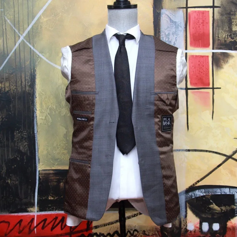 JOS A BANK Men's Blazer Sport Coat Jacket‎ 36R Wool Grey Plaid E081214